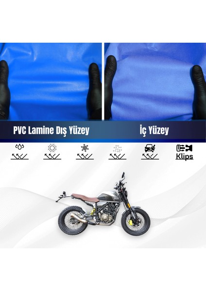 Yukı ZY125-15A Scrambler Motosiklet Brandası Su Geçirmez Branda Mavi Branda Motor Branda