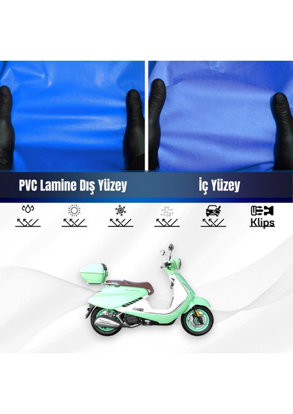 Yukı Gelato 150 Motosiklet Brandası Su Geçirmez Branda Mavi Branda Motor Branda