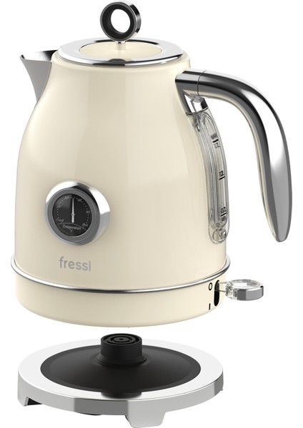 FR-KT05 Vintheat 1,7l Isı Göstergeli Retro Krem Kettle Kablosuz Su Isıtıcısı indirimleri