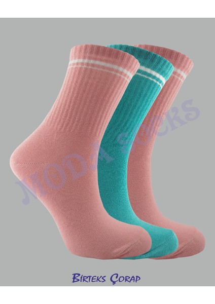3'lü Çizgili Kolej Çorap kadın 2 renk