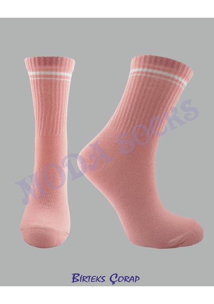 3'lü Çizgili Kolej Çorap kadın 2 renk modelleri