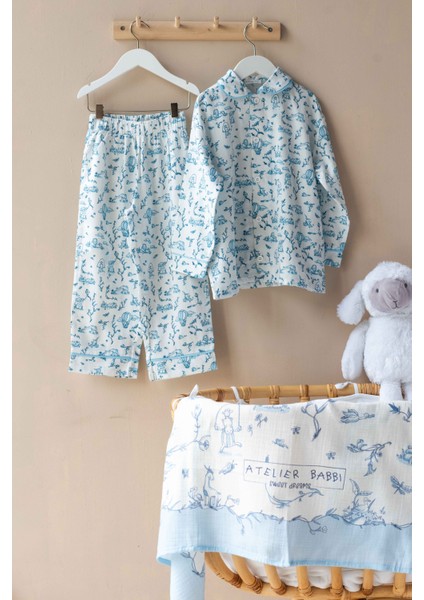 Pijama Takımı - Toile De Jouy / Mavi