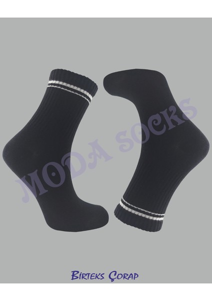 3'lü Spor Antrenman Çizgili Kolej Çorap kadın siyah fiyatları