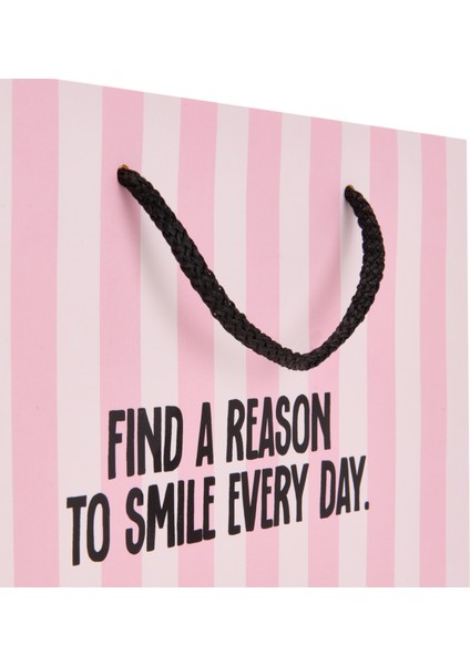 Find A Reason To Smile Every Day Dikey Karton Çanta - Pembe - 38x25 cm modelleri