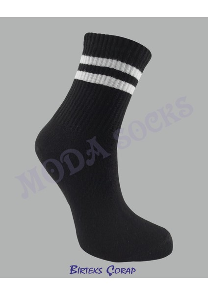 2'li Spor Antrenman Kolej Çorap Çizgili kadın siyah-beyaz fiyatları