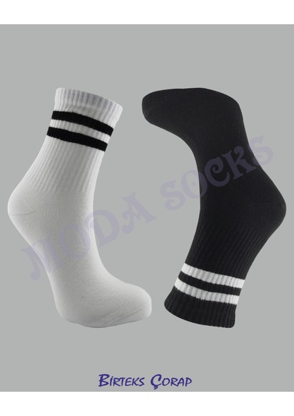 2'li Spor Antrenman Kolej Çorap Çizgili kadın siyah-beyaz fırsatları