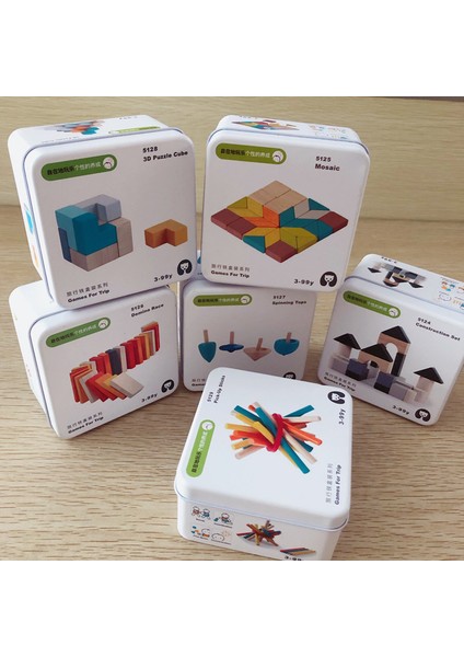 Çocuklar 3D Ahşap Puzzle Yapboz Küp Puzzle Jiroskop Bebek Erken Öğrenme Bilişsel Oyuncaklar Seyahat Demir Kutusu Erkek ve Kızlar Için (Yurt Dışından)