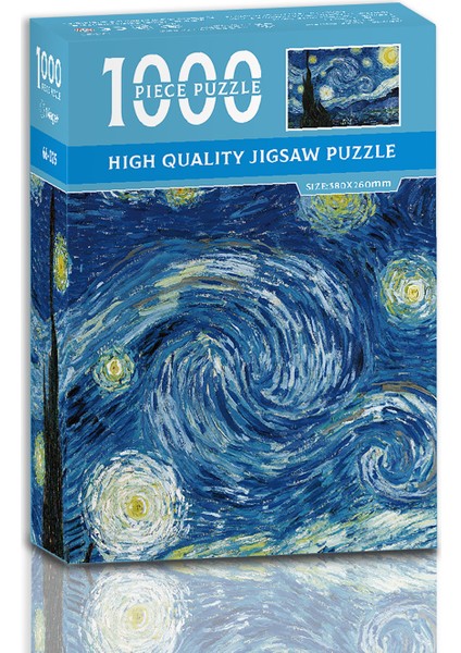 Puzzle-Yıldızlı Gece Vincent Van Gogh Yapboz Bulmacaları 1000 Parçalı Yetişkinler ve Çocuklar Için Yapbozlar, Yıldızlı Gece KARE-1000 Parça (Yurt Dışından)