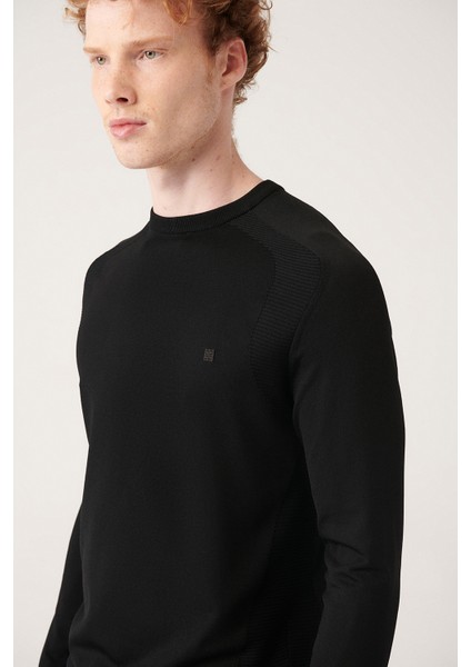 Erkek Siyah Bisiklet Yaka Jakarlı Rayon Triko T-shirt A31y5004 fiyatları