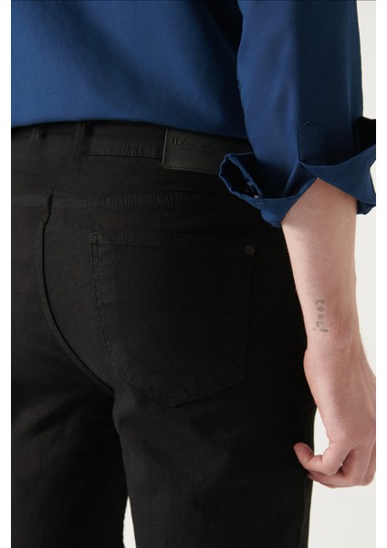 Erkek Siyah Eskitme Yıkamalı Esnek Jean Pantolon B003502