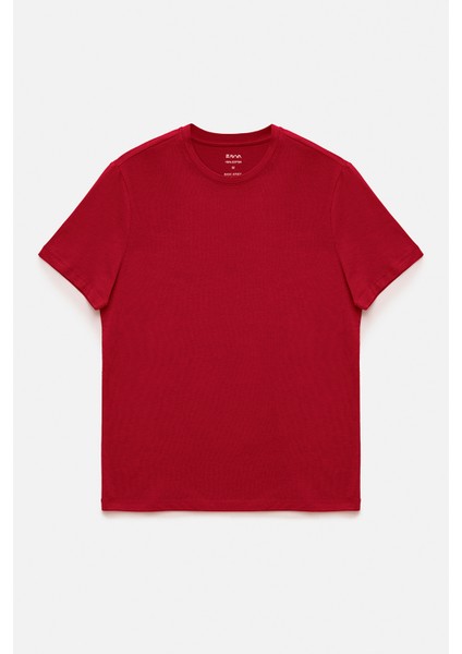 Erkek Lacivert-Bordo 2'li %100 Pamuk Bisiklet Yaka T-Shirt E001012