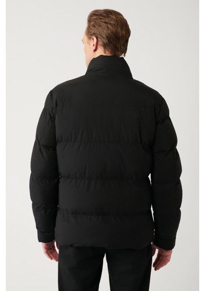 Erkek Siyah Şişme Mont Dik Yaka Su Itici Rüzgar Geçirmez Kapitone Comfort Fit E006012 fırsatları