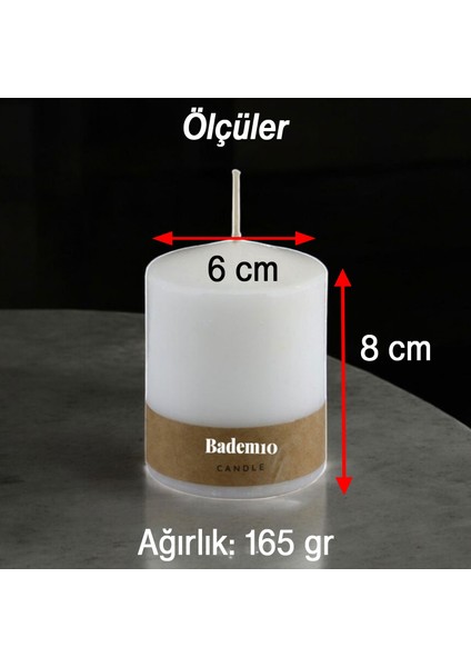 Baton Mum Beyaz Silindir Dekoratif Mumu Kandil Fitilli Mumlar Şamdan Kokusuz 6 x 8 cm modelleri