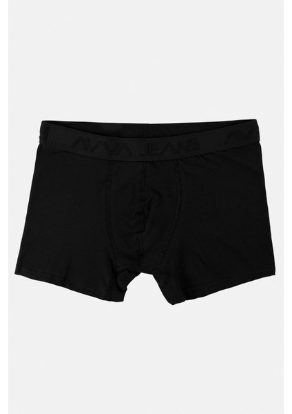 Erkek Siyah 2'li Boxer Desenli/düz Esnek Pamuklu Kutulu A31y9503