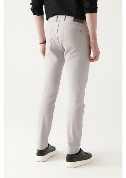 Erkek Açık Gri 5 Cepli Esnek Kanvas Slim Fit Pantolon B003001 modelleri