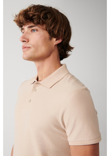 Erkek Vizon %100 Pamuk Polo Yaka T-shirt A31y1128