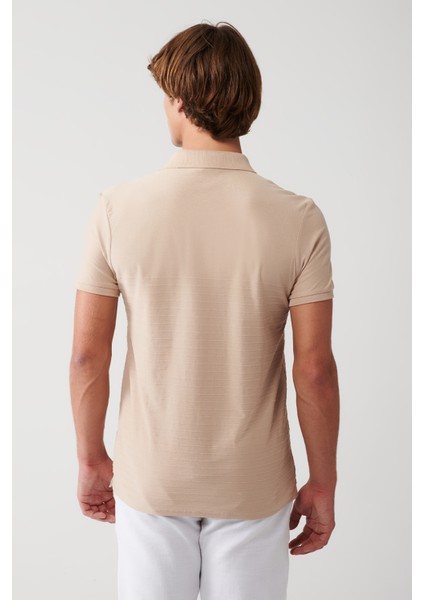 Erkek Vizon %100 Pamuk Polo Yaka T-shirt A31y1128