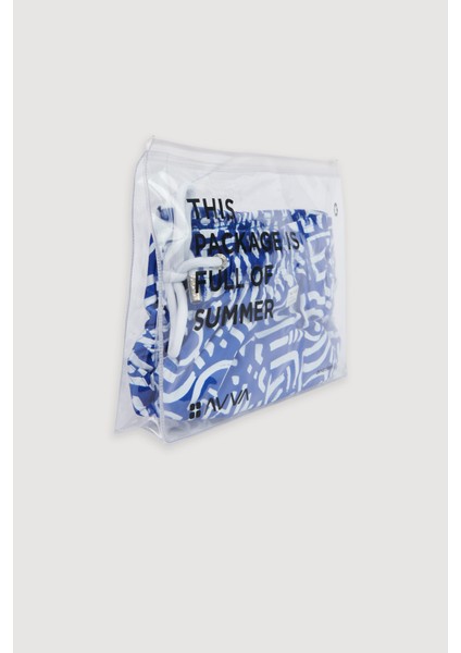 Erkek Mavi Hızlı Kuruyan Baskılı Deniz Şortu A31y3805