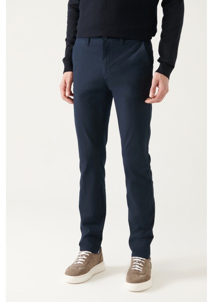 Erkek Lacivert Esnek Chino Kanvas Slim Fit Pantolon B003002 fiyatları