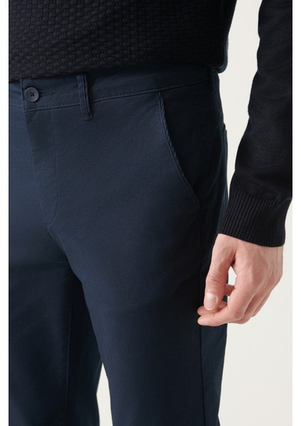 Erkek Lacivert Esnek Chino Kanvas Slim Fit Pantolon B003002 fırsatları