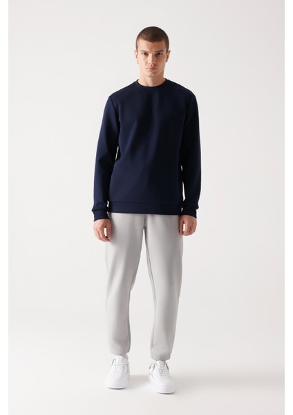 Erkek Lacivert Bisiklet Yaka Esnek Yumuşak Doku İnterlok Kumaş Basic Regular Fit Sweatshirt B001100 indirimleri