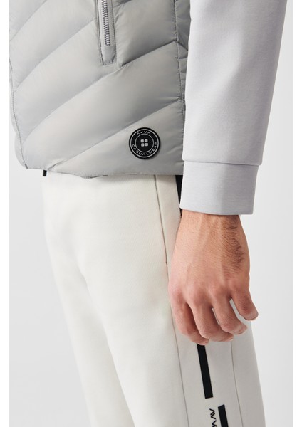 Erkek Gri Dik Yaka Su İtici Rüzgar Geçirmez Şişme Hafif Comfort Fit Yelek A42Y6505