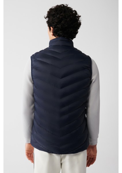 Erkek Lacivert Şişme Yelek Kaz Tüyü Su Itici Rüzgar Geçirmez Comfort Fit B006520 fırsatları
