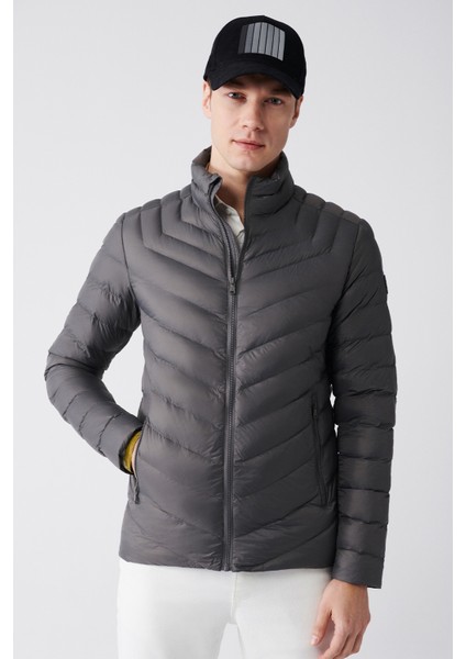 Erkek Antrasit Şişme Unisex Mont Kaz Tüyü Su Itici Rüzgar Geçirmez Comfort Fit B006020