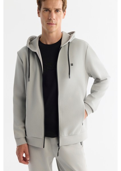 Erkek Gri Kapüşonlu İnterlok Kumaş Fermuarlı Regular Fit Sweatshirt B001102 fiyatları