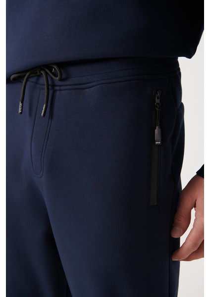 Erkek Lacivert Beli Lastikli Bağcıklı Bi-Stretch İnterlok Regular Fit Eşofman Altı B003400 fırsatları
