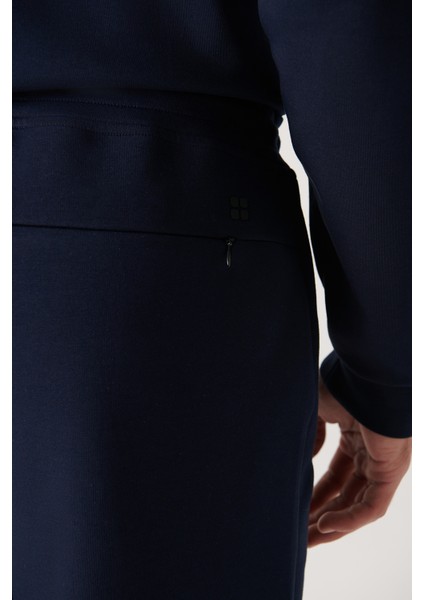 Erkek Lacivert Beli Lastikli Bağcıklı Bi-Stretch İnterlok Regular Fit Eşofman Altı B003400 indirimleri