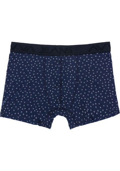 Erkek Siyah-Lacivert 2'li Boxer Desenli/Düz Esnek Pamuklu Kutulu A31Y9500