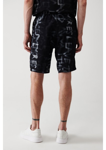 Erkek Siyah Viskon Yazılı Şort A31Y3715 fırsatları