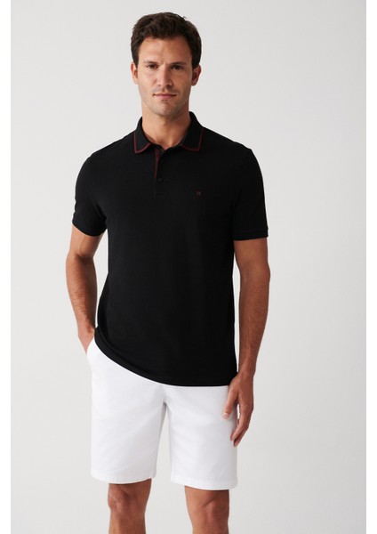 Erkek Siyah %100 Pamuk Çıtçıtlı Polo Yaka T-Shirt A31Y1175