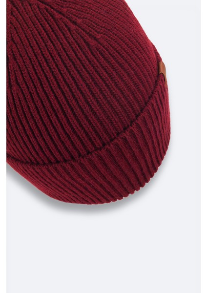 Erkek Bordo Yünlü Logolu Fitilli Bere B009200 modelleri