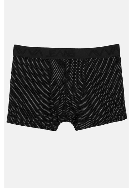 Erkek Siyah 2'li Boxer Desenli/düz Esnek Pamuklu Kutulu A31y9501
