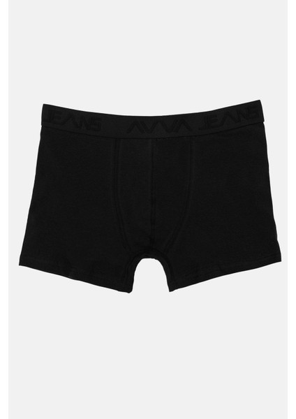 Erkek Siyah 2'li Boxer Desenli/düz Esnek Pamuklu Kutulu A31y9501