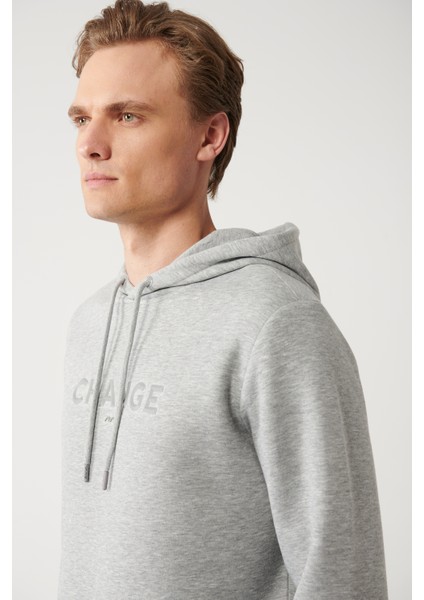 Erkek Gri Kapüşonlu 3 Iplik Şardonlu Baskılı Sweatshirt A32y1240 fiyatları