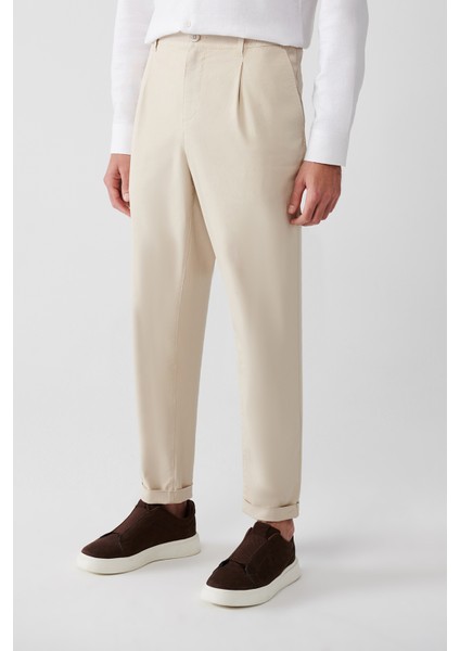 Erkek Bej Chino Pantolon Yanı Lastikli Yumuşak Tuşeli Slim Fit A32y3002 fırsatları