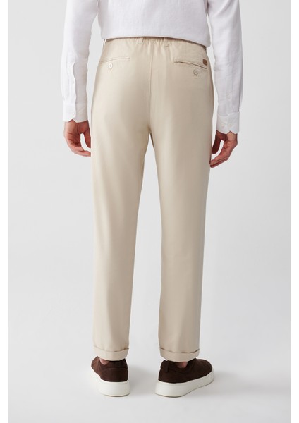 Erkek Bej Chino Pantolon Yanı Lastikli Yumuşak Tuşeli Slim Fit A32y3002 indirimleri