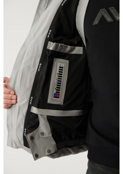 Erkek Gri Su İtici Kumaşlı Çıkma Kapüşonlu Şişme Mont A32Y6014