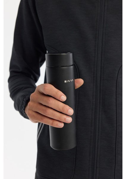 Erkek Siyah Sport Isı Göstergeli Paslanmaz %100 Çelik Termos 500 ml B009903