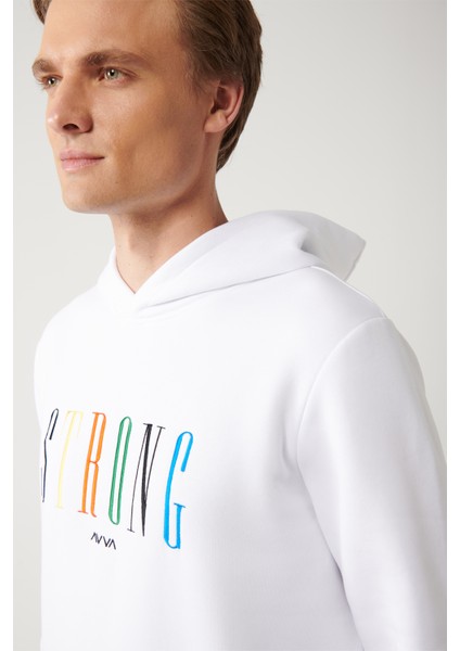 Erkek Beyaz Sweatshirt Kapüşonlu Yaka 3 Iplik Şardonlu Nakışlı Regular Fit A32y1380 fiyatları