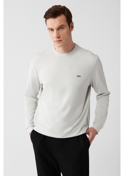 Erkek Gri Interlok Kumaş Bisiklet Yaka Sweatshirt A31y1201 modelleri