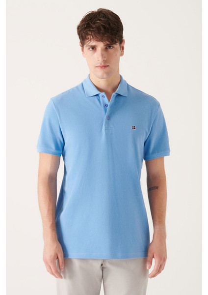 Erkek Mavi %100 Pamuk Serin Tutan Polo Yaka T-shirt E001004