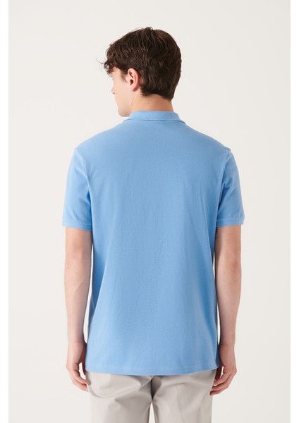Erkek Mavi %100 Pamuk Serin Tutan Polo Yaka T-shirt E001004