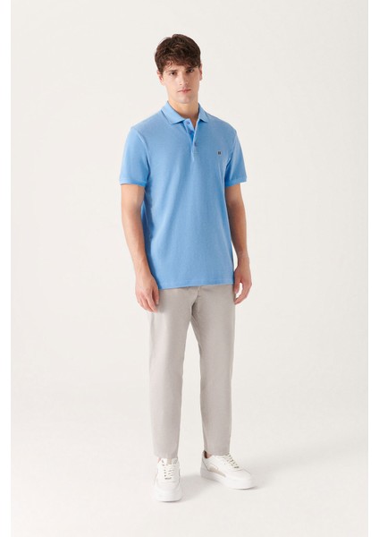 Erkek Mavi %100 Pamuk Serin Tutan Polo Yaka T-shirt E001004