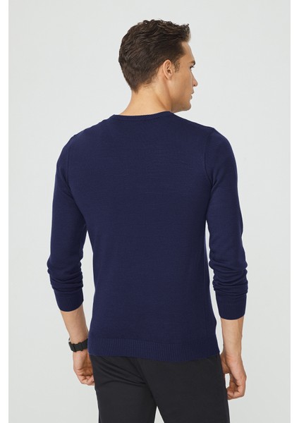 Erkek Saks Bisiklet Yaka Tüylenmeyen Triko Regular Fit Kazak E005000 modelleri