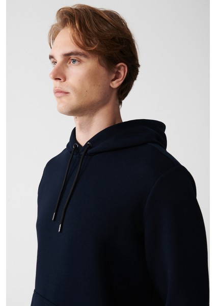 Erkek Lacivert Unisex Sweatshirt Kapüşonlu Yaka Içi Polarlı 3 Iplik Pamuklu Regular Fit E001018 fiyatları