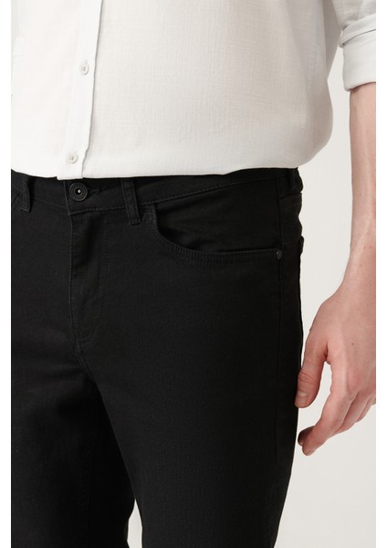 Erkek Siyah Eskitme Yıkamalı Esnek Jean Pantolon E003513 fırsatları
